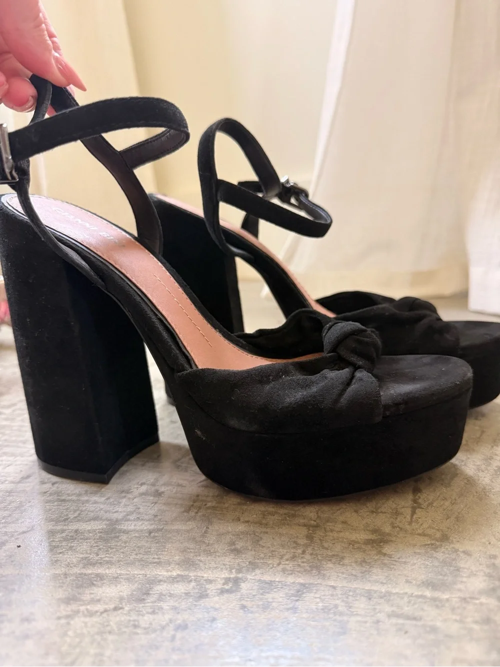 Gianni Bini - Black Suede Platform Block Heel Sandals - Women